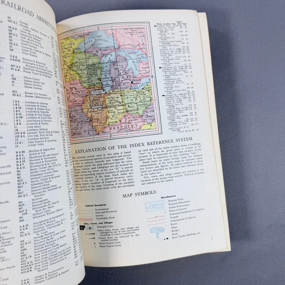 Rand McNally Standard World Atlas Hardcover 1951 Vintage Maps Geography